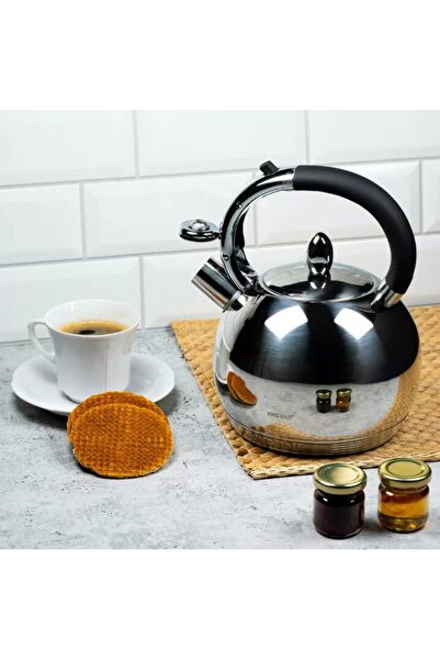 Kinghoff Ceainic argintiu din inox, fierbator traditional, capacitate 3 litri,