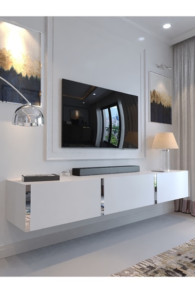 lullaby furniture KARNAVAL DUVARA MONTE TV ÜNİTESİ - SDM-1001-1 BEYAZ GOLD