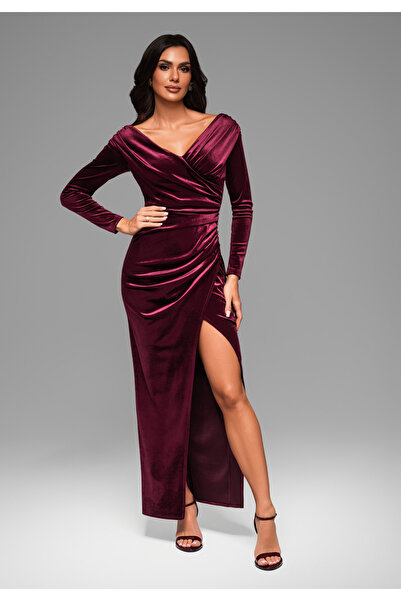 OMBRE Βραδινό φόρεμα LA-OM-DLR040 - σκούρο κόκκινο