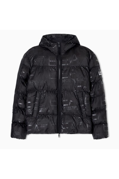 EA7 Geaca MOUNTAIN M POLY PUF CU GLUGĂ LOGO REPEAT Barbati