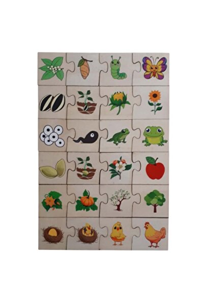 OEM Puzzle educativ din lemn pentru copii - etapele de dezvoltare ale animalelor și plantelor