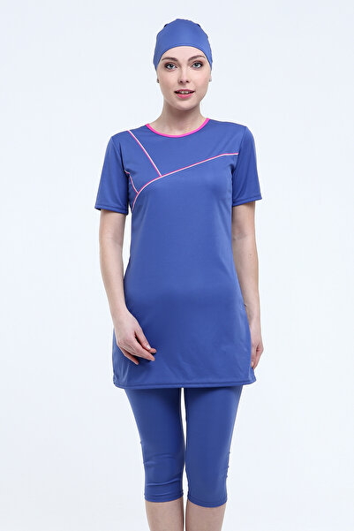 Haliç Mayo Short Sleeve Tights Semi-Closed Swimsuit 7822 Navy Blue