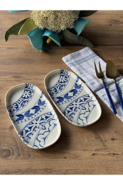 Meri Ev Gereçleri Gi̇no Porcelain Oval Presentation Plate Set of 2