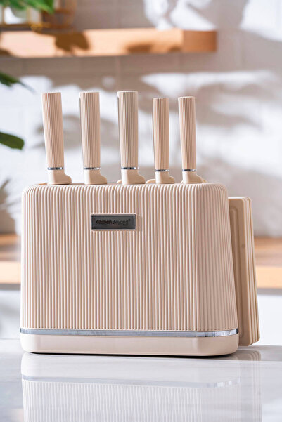 ACAR Cooper 10 Parça Standlı Kesme Tahtası Ve Bıçak Seti