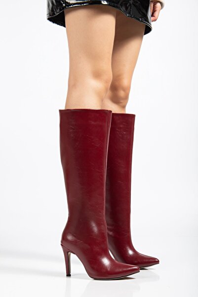 Budi Syt-2004 Burgundy Wrinkled Patent Leather Daily Boots