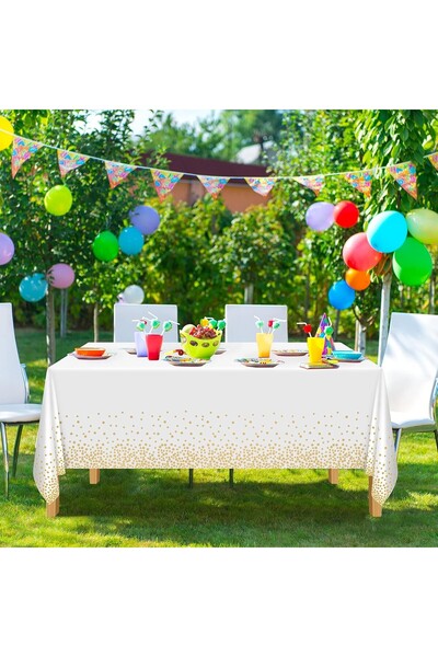 Flippy PEVA Tablecloth, Polka Dot, 137 x 274 cm, Waterproof, Stain-resistant, Quick-clean, Beige