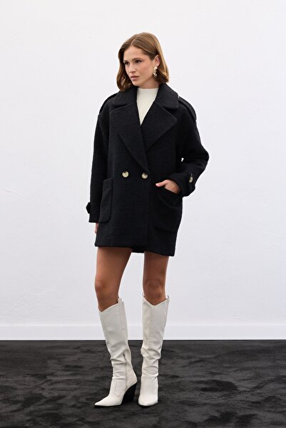 Sateen Короткий пальто - Чорний