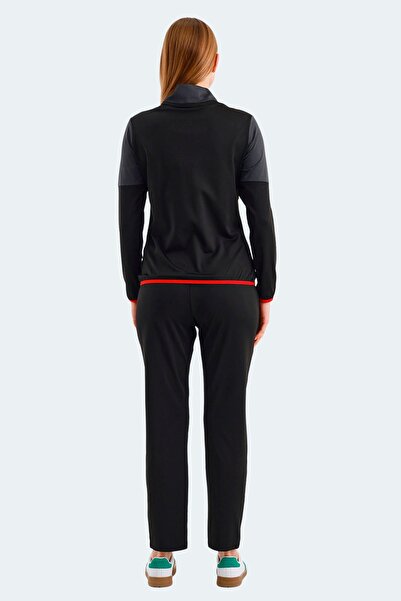 Slazenger Rahat Kadın Fermuarlı Cepli Eşofman Takımı Siyah Eşofman