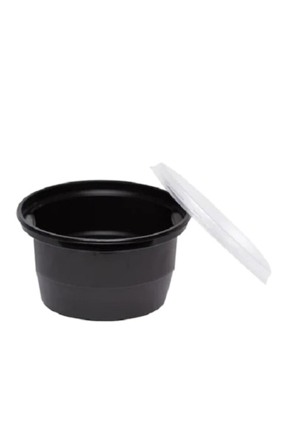 MSG PACKAGING Set of 50 black PP bowls, transparent lid included, for soups
