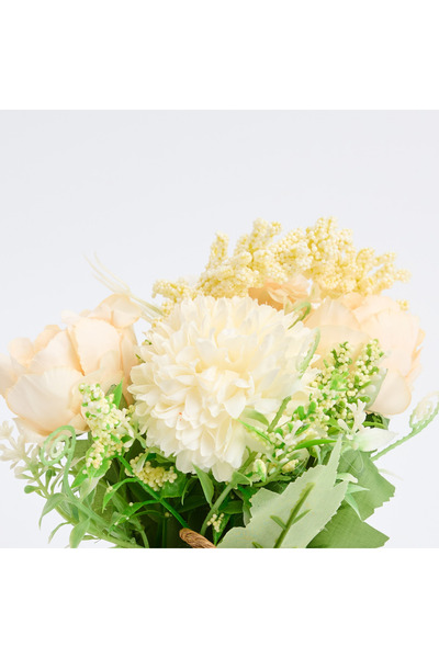 Artificiale Rolio Aranjament Flori Artificiale cu Hortensie, Trandafiri si Flori de Camp – Alb, cu Vas Decorativ