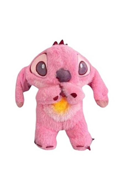 Stitch Jucărie de pluș interactivă, roz, 35 cm, efect de respirație calmant ș...