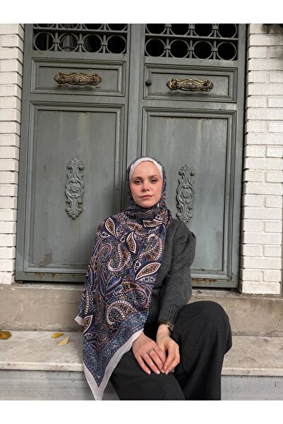 CUOCA LOUNGE Pateh Desenli İndigo Bambu Kraş Şal