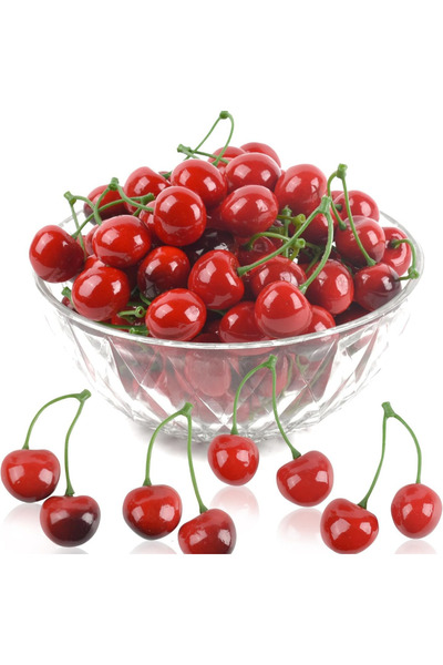 Artificiale Rolio Cirese Artificiale cu Crenguta – Culoare rosu aprins - 10 b...