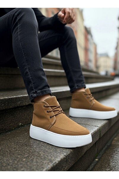 EBRUS TREND Et0550 Men's Style Sports Boots with Fur Inside and Laces in Tan Color