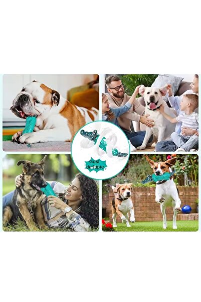 MACVI ® dog teething toy, crocodile shape, durable safe material, green, chew & play