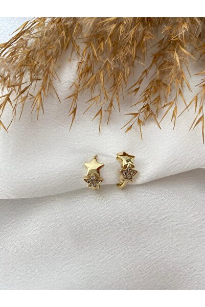 XUPING JEWELRY Minimal Yıldız Detaylı Halka Xupıng Çelik Küpe