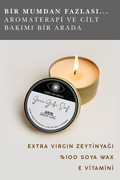 Arın-Gece Gibi Saf-Biberiye & Nane %100 Soyawax Aromaterapi Bakım Mumu- Zeytinyağı +E Vitamini