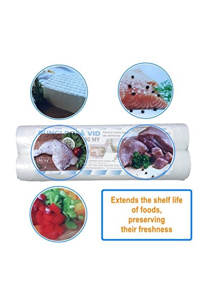 MONTELI Embossed vacuum bag rolls, 90 µm, for all types of food, 25 cm x 6 m, set of 2 rolls