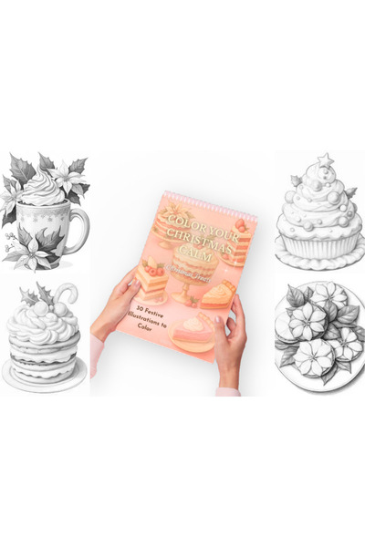 OBRO Коледна книжка за оцветяване за възрастни с лакомства А4 – 30 дебели стр...