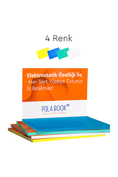POLABOOK Elektrostatik 4 Renkli Set Akıllı Not Kağıdı 7x10cm - 50 Sayfa SMTB