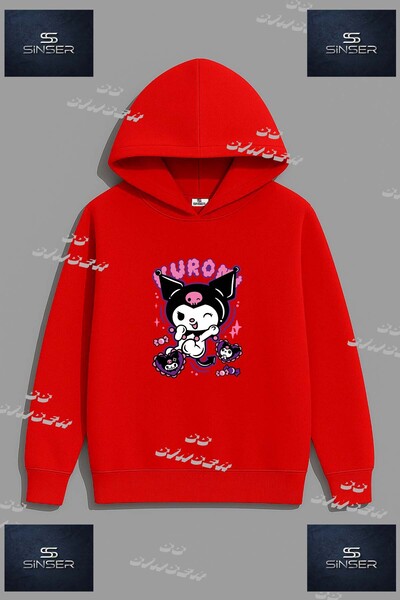 SS SİNSER Hanorac unisex cu imprimeu "KUROMI PINK HEARTS ON THE SIDE "