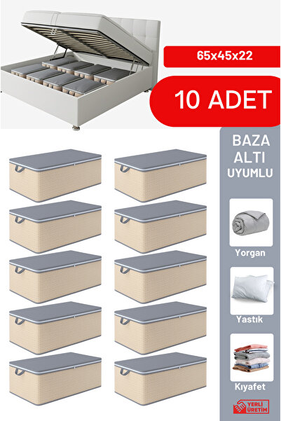 EVSELLA 10'lu Set - Geometrik Çizgili Büyük Boy Baza Altı & Çekyat Altı Hurç ...