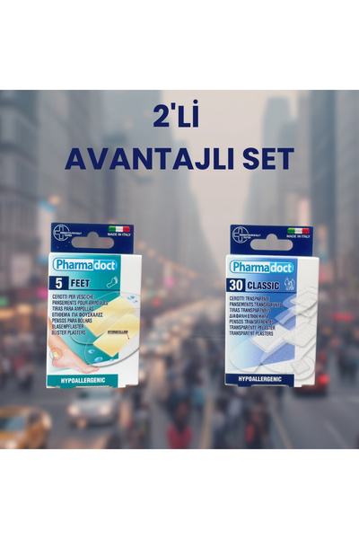 Şeffaf Suya Dayanıklı Hidrokolloid Topuk Bandı ve 30'lu Şeffaf Yara Bandı I 2'Li Avantajlı Set