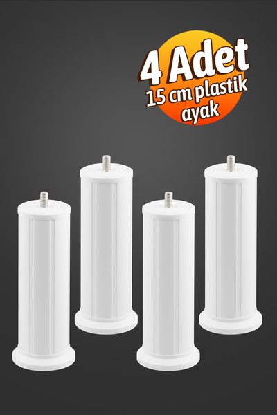 Badem10 Keson 4 Adet 15 cm Beyaz Plastik Mobilya Baza Tv Ünitesi Yükseltme Ay...