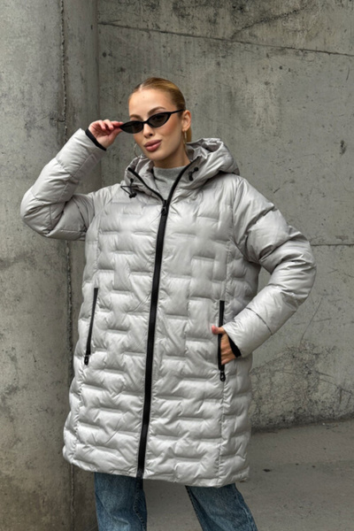 CARLA MARA Palton lung cu glugă căptușit cu fermoar