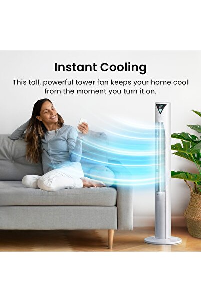 RADIOTRONICS 46" Oscillating Tower Fan - 45W, 4 Modes, 12H Timer & Remote