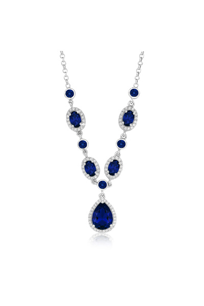 Silveranka 925 Ayar Gümüş Kristal Safir Elegance Kolye