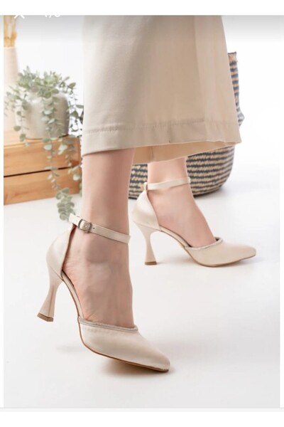 Henne Satin Stone Shoes with Heels