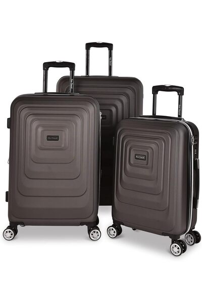 New Travel 3-Piece ABS Hard Luggage Set 20/24/28 with 4 Double Spinners & 3-Digit Lock - Dark Gray