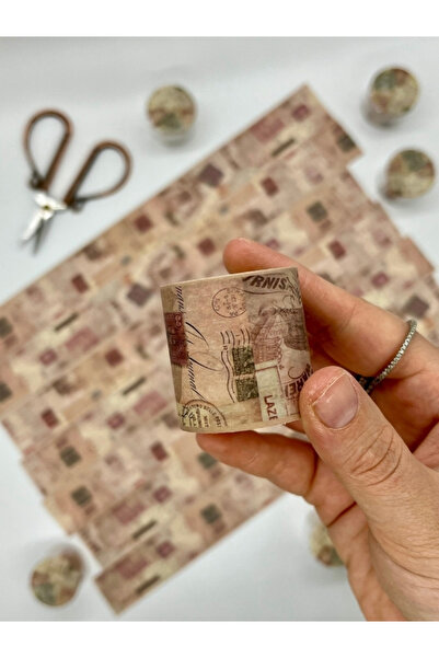 Kağıt Gemi Dükkan Vintage Sepia Postage Archive Washi Bant 2m*4cm/Kartpostal&Pul Desenli Bant/Washi Tape/Masking Tape