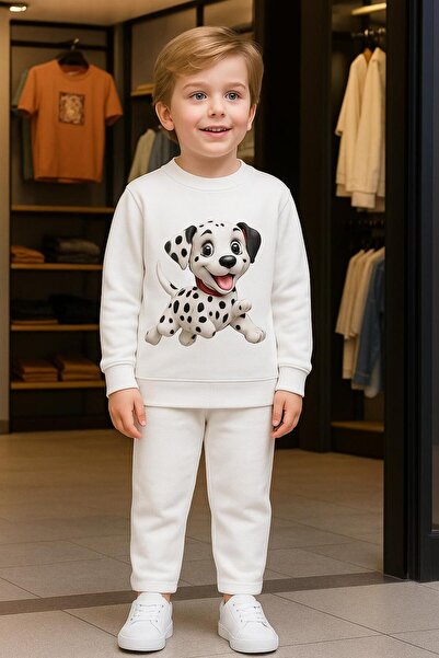 playwear Σετ Φούτερ-Φόρμα με Σχέδιο Σκύλου που Τρέχει και Κουνάει, για Ηλικίε...