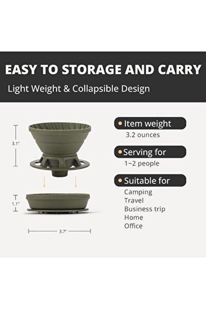 Generic Nalakal Collapsible Reusable Silicone Coffee Dripper (Green, 1-2 Cups)