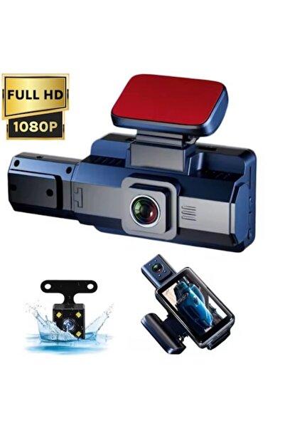 LITECH Triple Car DVR Camera, Full HD 1080P, 170° Angle, Black, 12.4x4.9x3 cm