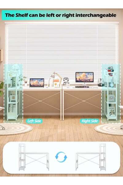 ZUIHAO Home Office Writing Computer Desk Modern Simple Study Table with Bookshelf 110x60x110cm