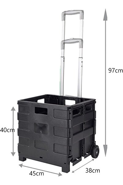 Generic عربة تسوق قابلة للطي بعجلتين مع مقبض تلسكوبي، سعة 35 كجم - الصافي