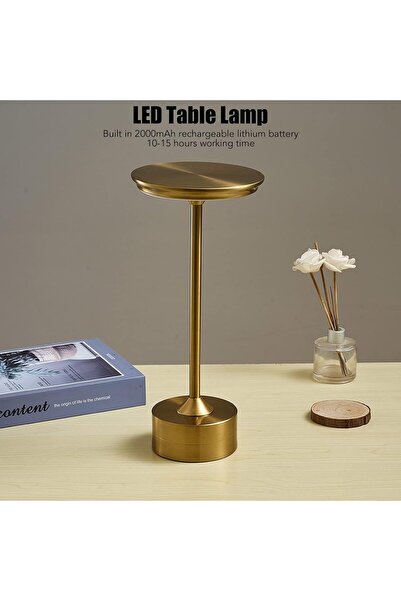 Generic Cordless Table Lamp, 3 Brightness Levels, Rechargeable 2000mAh (Gold)