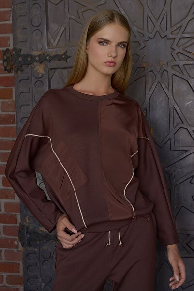 FEVER Parlak şerit detaylı likralı bluz