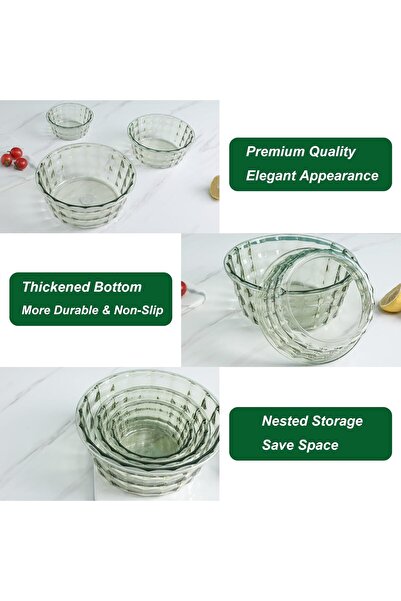 KASTWAVE Set of 3 Salad Bowls with Lids & Handles - BPA-Free Plastic Food Storage (Green)