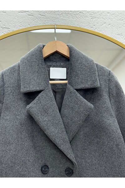 BENAHOLL Dora Buttoned Coat with Hidden Pocket Detail-Un328 Anthracite