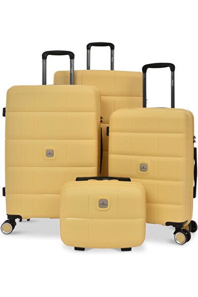 Track 4-Piece 8-Wheel Hard Case PP Luggage Set (Yellow)