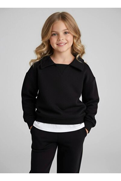 YARENKİDS Girl's Style Shirt Collar Detail Tracksuit Set