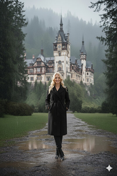 LİMABEL Lima Kaban Black Belted Pocketed Long Cashmere Winter Women's Coat-1