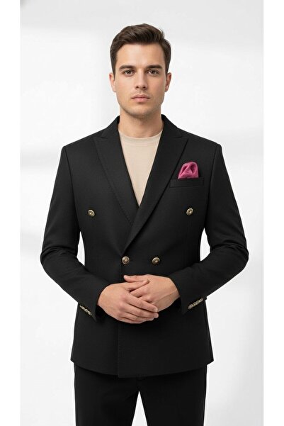 Plus Scorpion Erkek Suet Blazer Ceket – Şık Düğmeli Takım Elbise Üstü Slim Fit Model