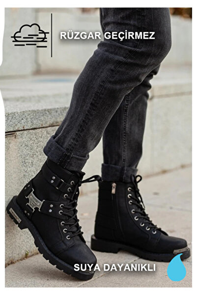 AKGÜNEŞ MOTOGARAJ Ekonomik Suni Derili Motorcu Botu – Rüzgar ve Su Geçirmez K...