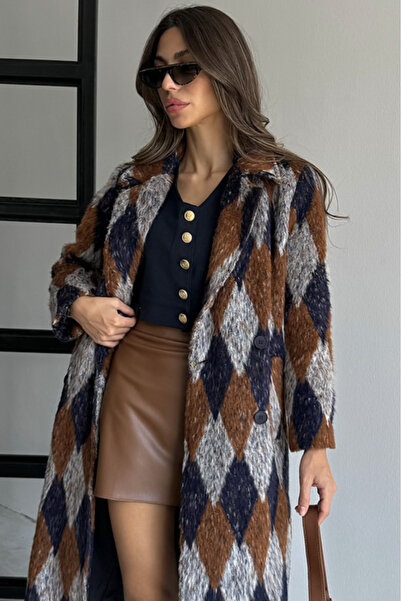 Suziş ПУХОВИЙ ПАЛЬТО З ПІДКЛАДКОЮ З ВЗОРЦЕМ БАКЛАВА CR8109