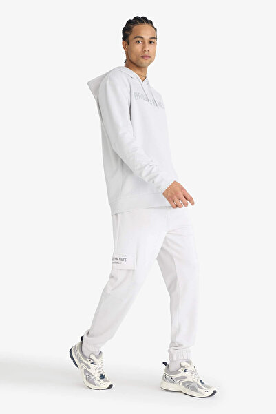 DeFacto F8735AXGR519 Γκρι DeFactoFit NBA Brooklyn Nets Κανονική Χαλάρωση Υφάσμα Σκηνής Jogger